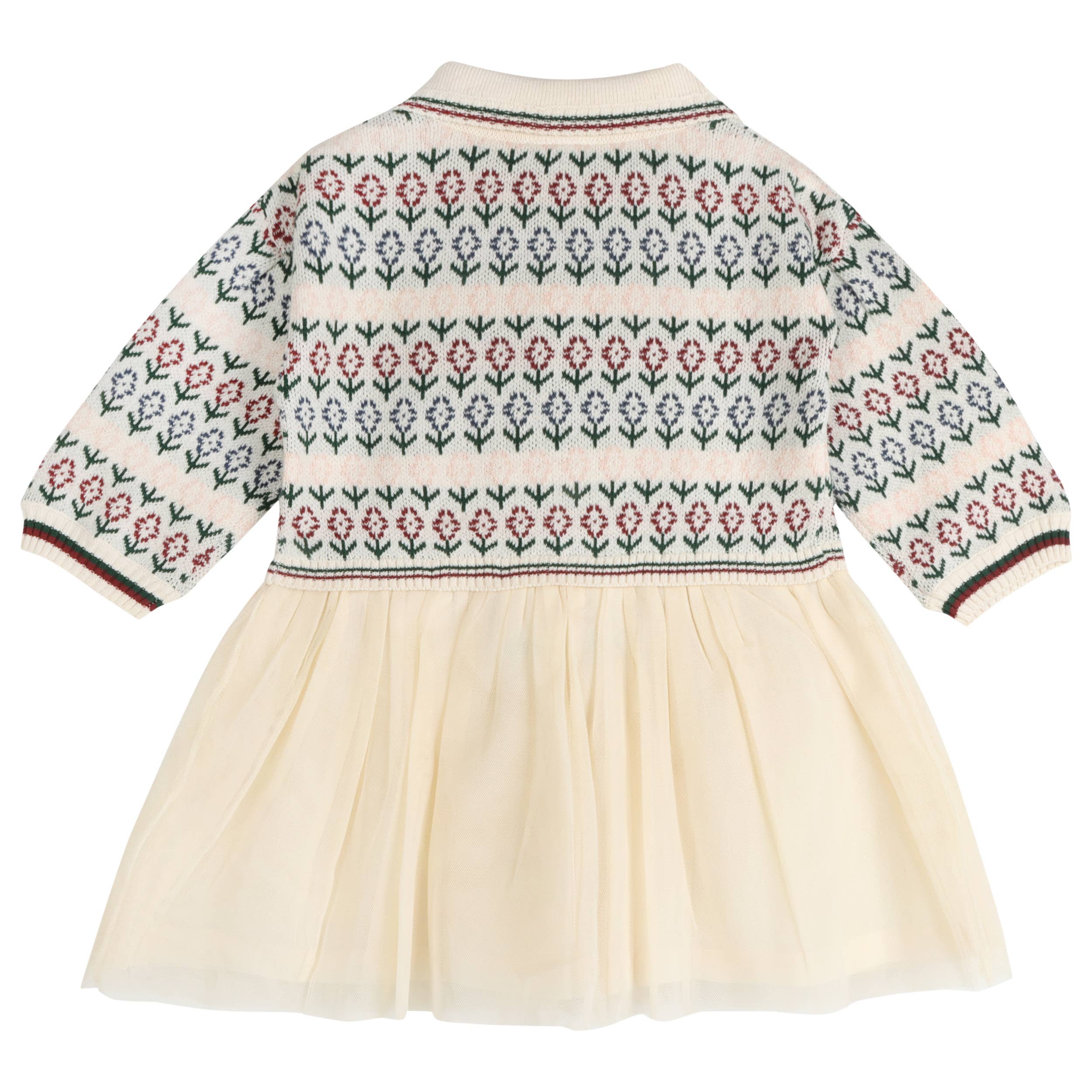 Dahlia Floral Jacquard Knit Baby Tutu Dress (Ecru)