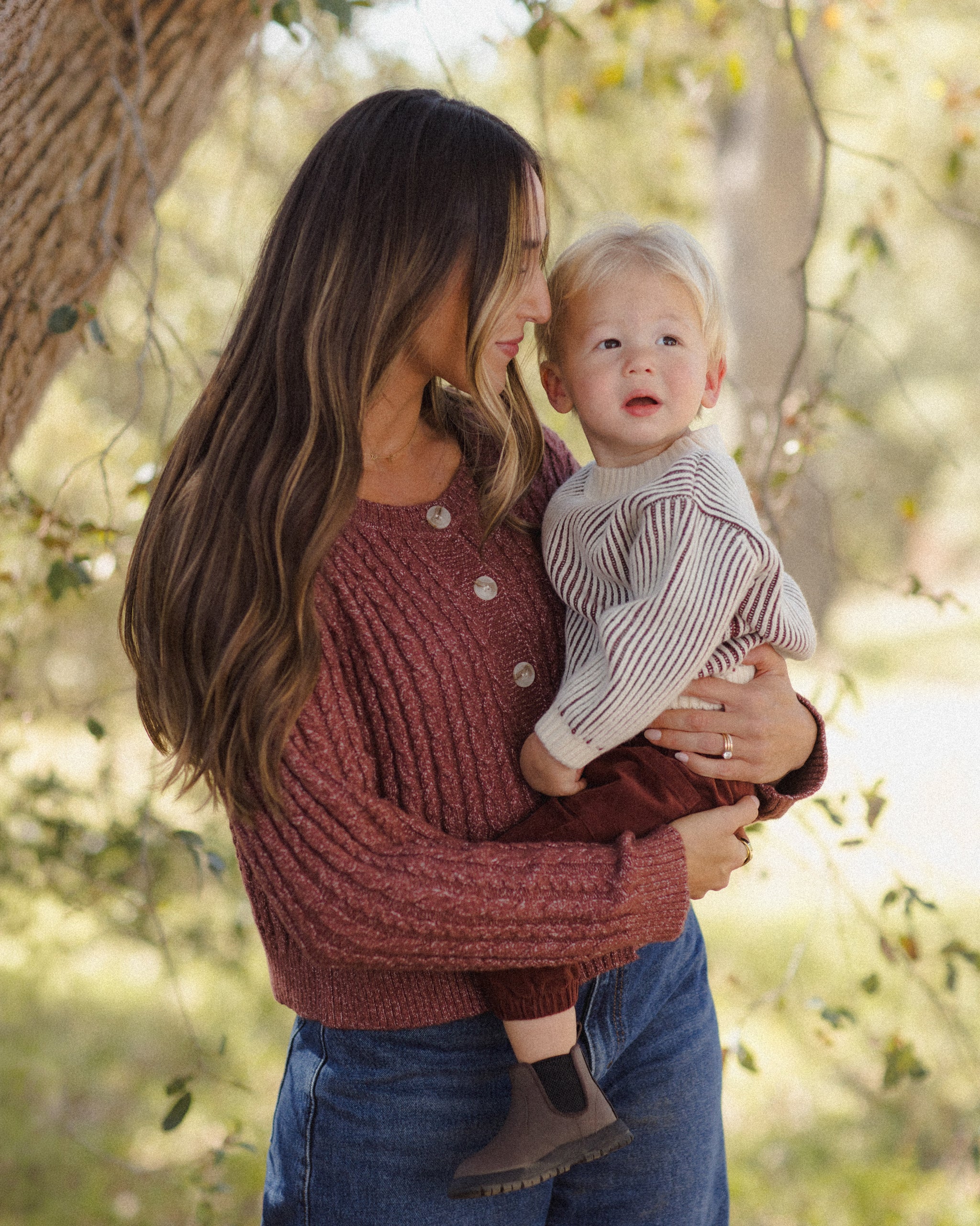 Relaxed Knit Sweater (Black Cherry Stripe)