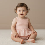 Organic Smocked Top And Bloomer Set (Blush)