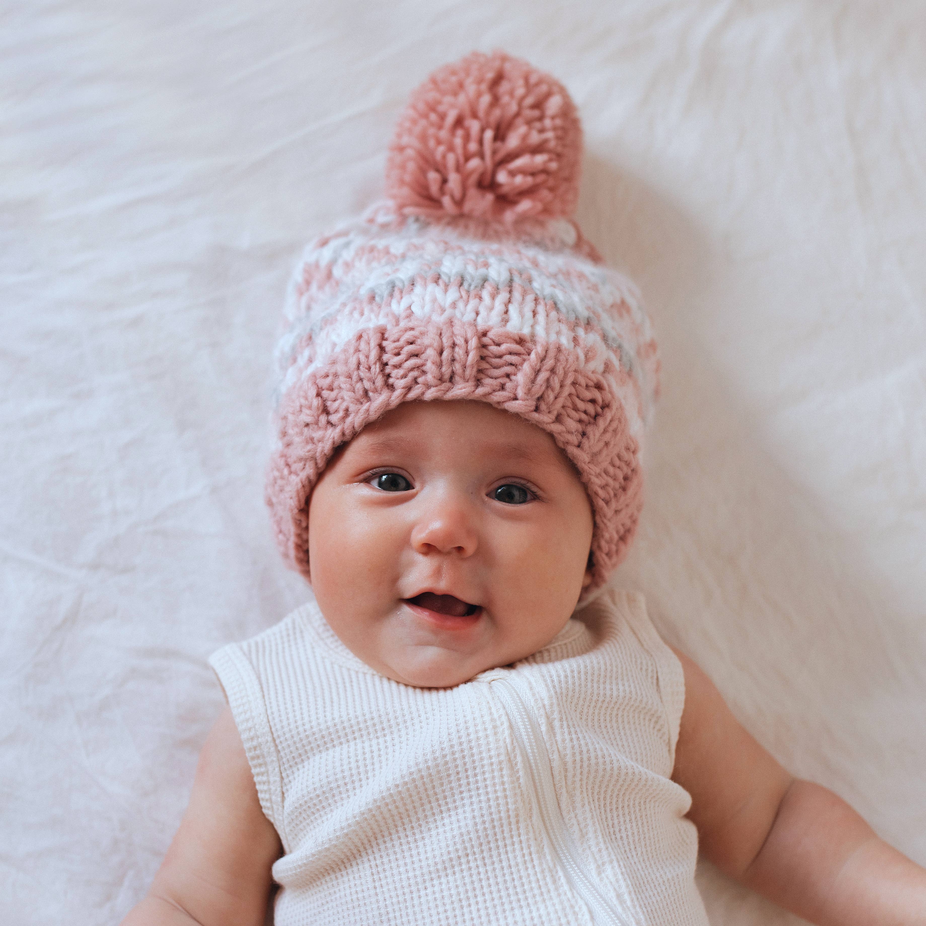 Fairisle Knit Beanie (Rosy)