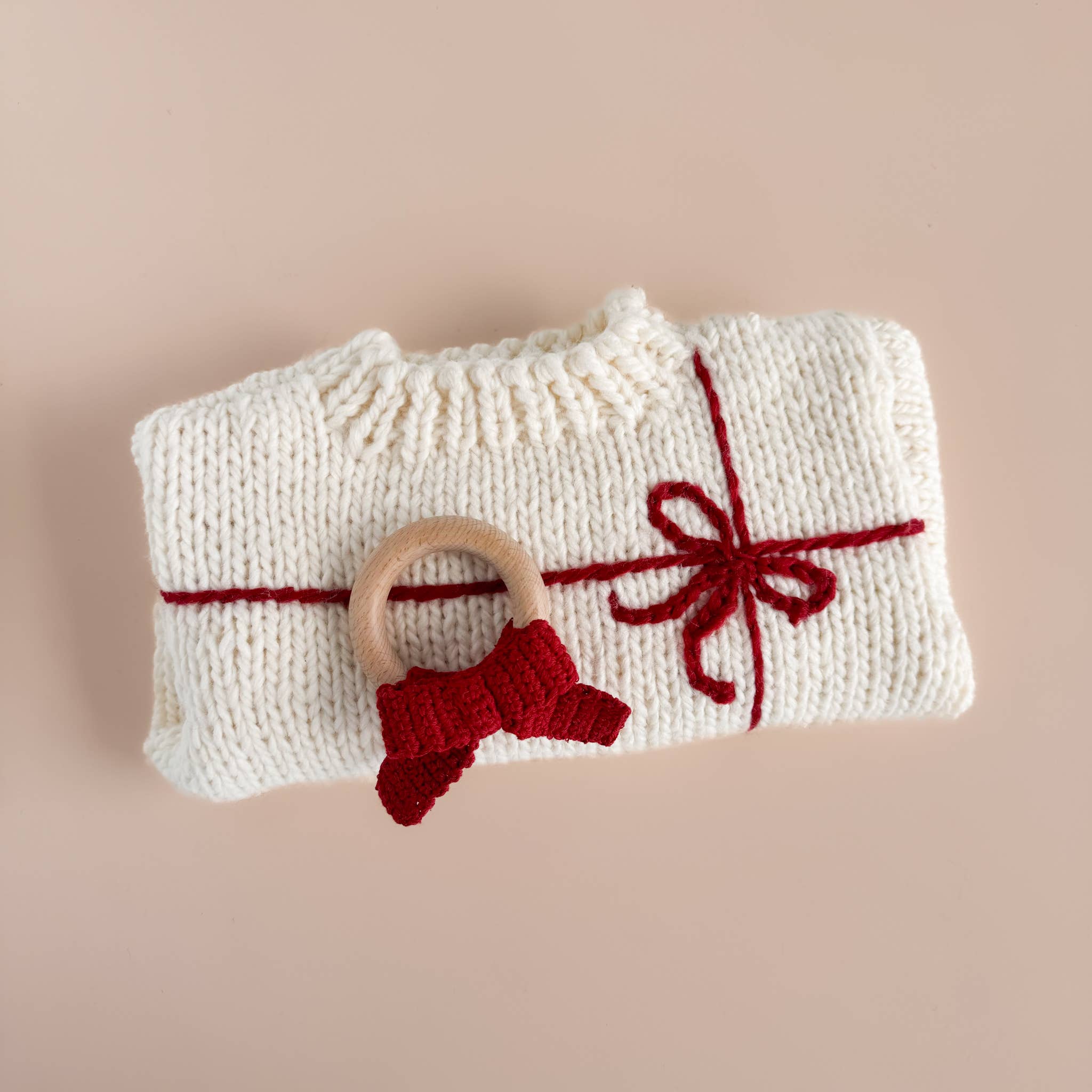 Crochet Teether (Red Bow)