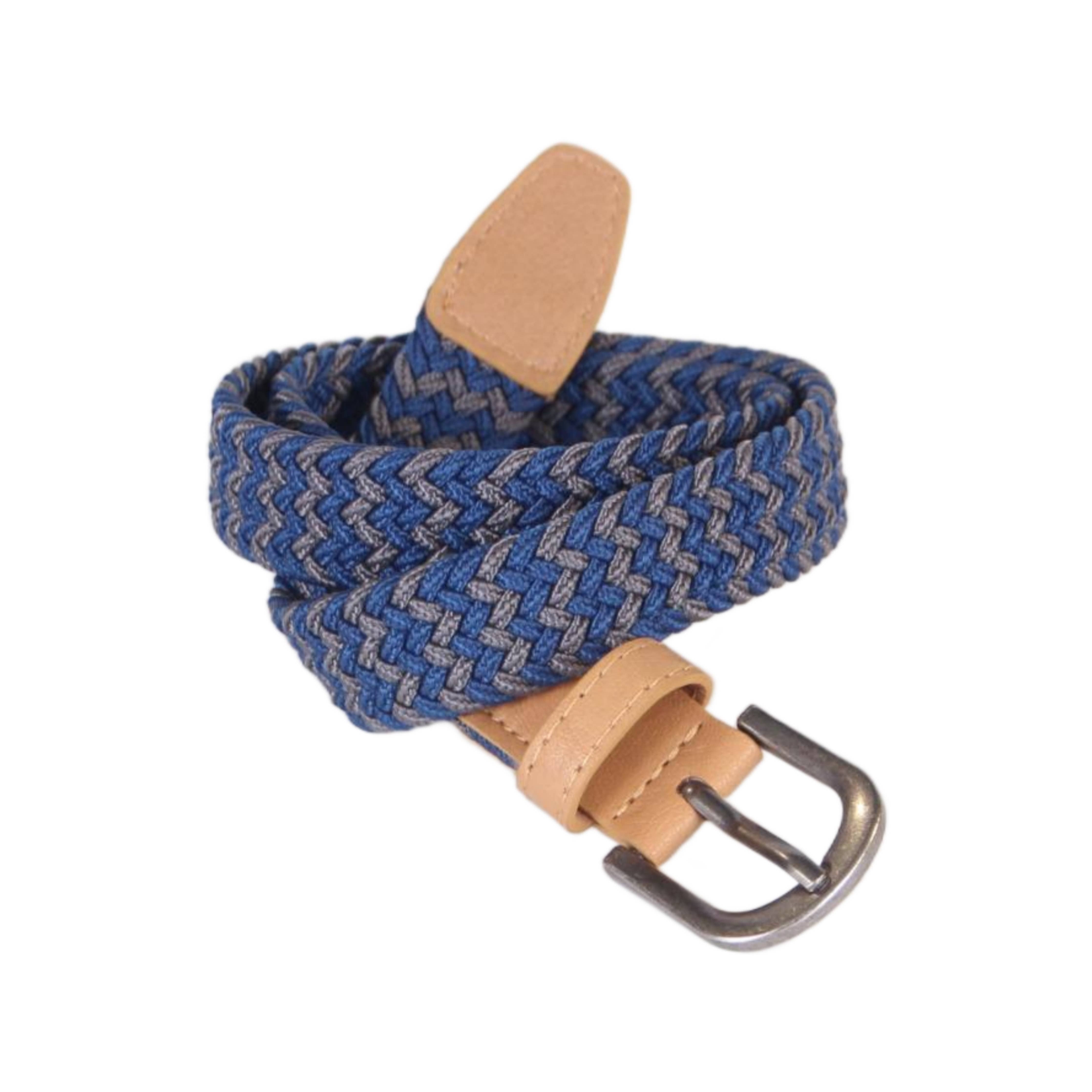 Boys Stretch Cord Braided Belt (Blue/Grey)