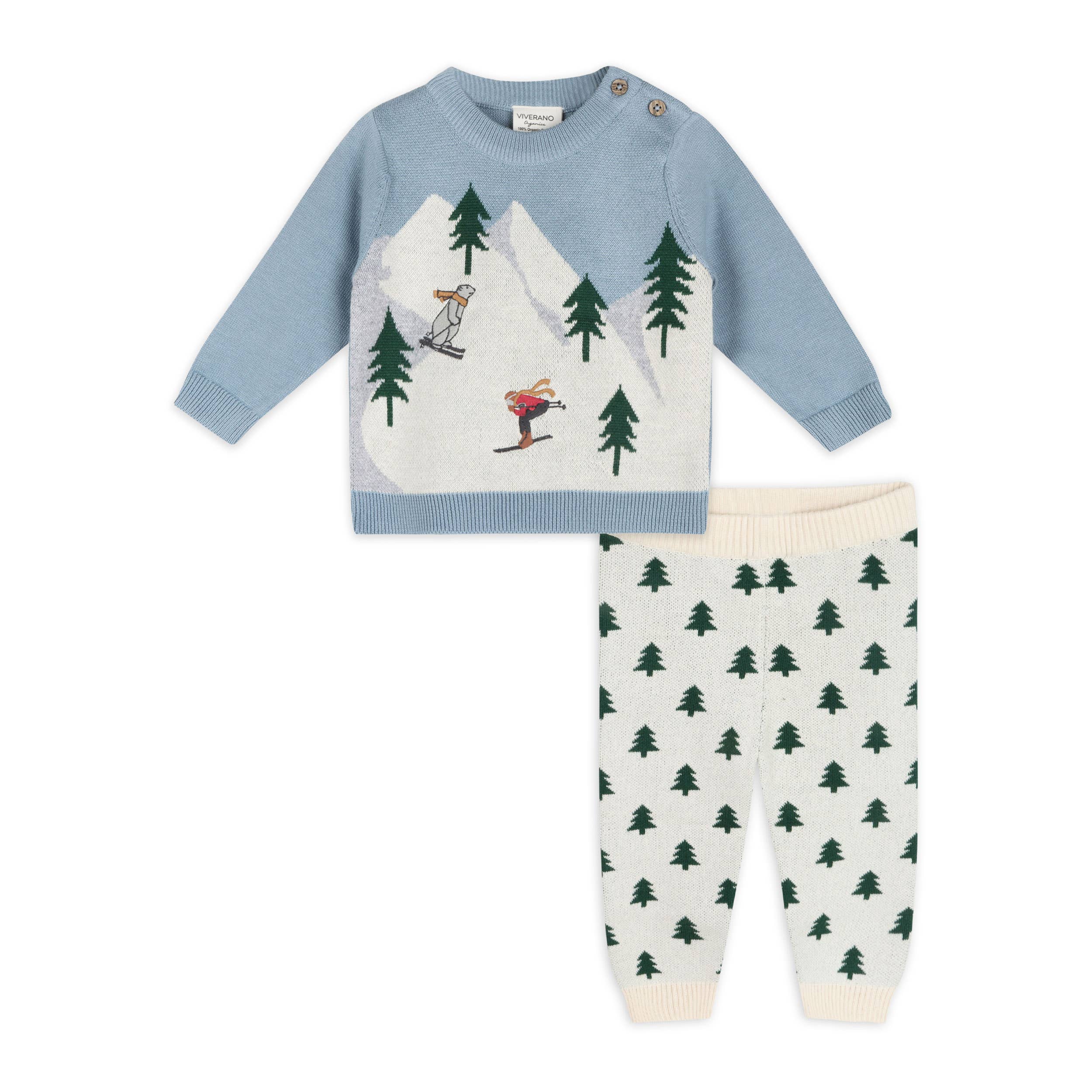 Ski Knit Pullover Sweater & Pant Set (Mineral Blue)