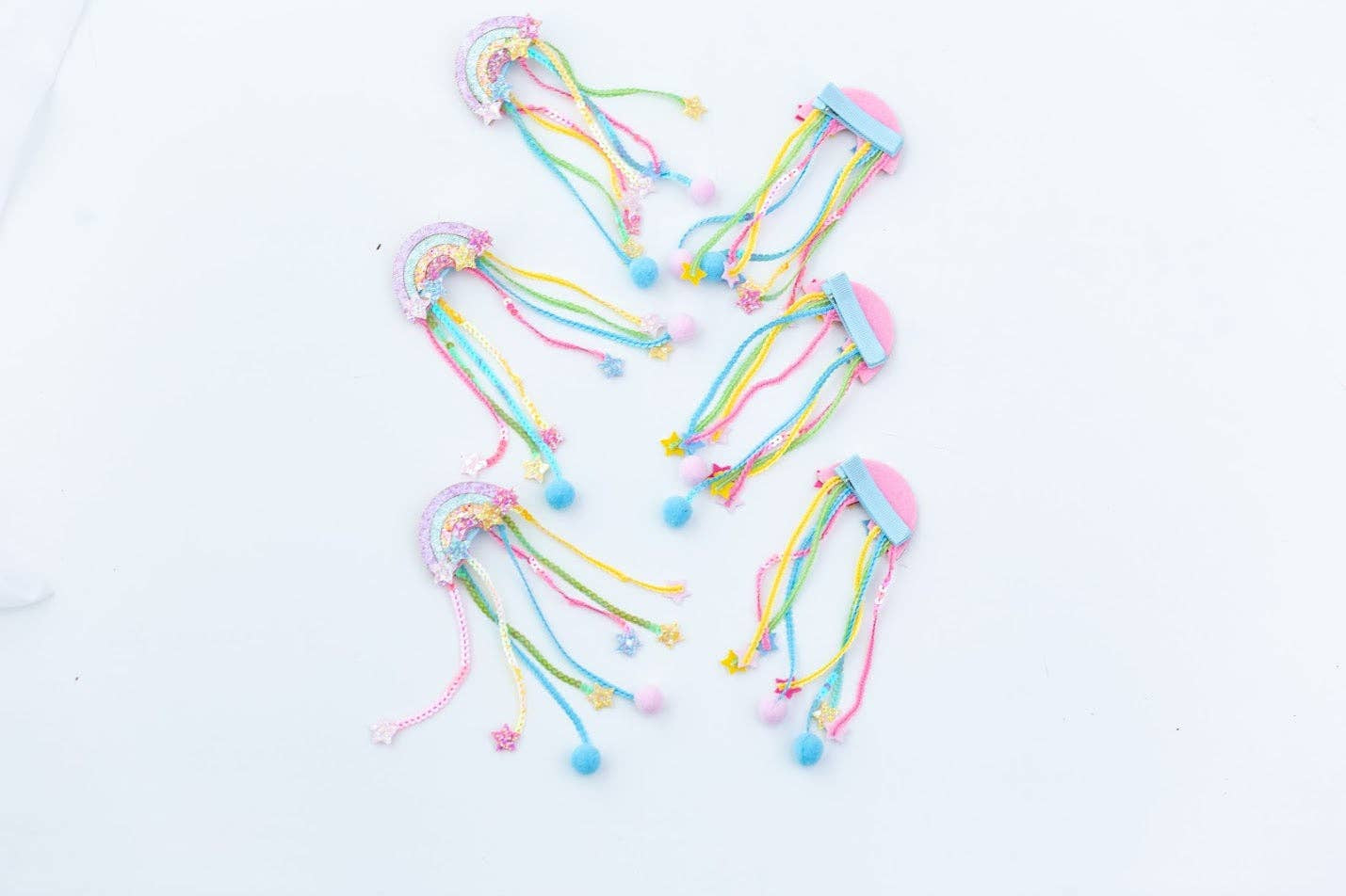 Hair Clip Set (Rainbow Ribbons)
