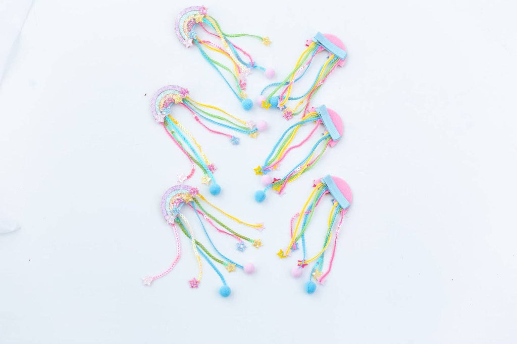 Hair Clip Set (Rainbow Ribbons)