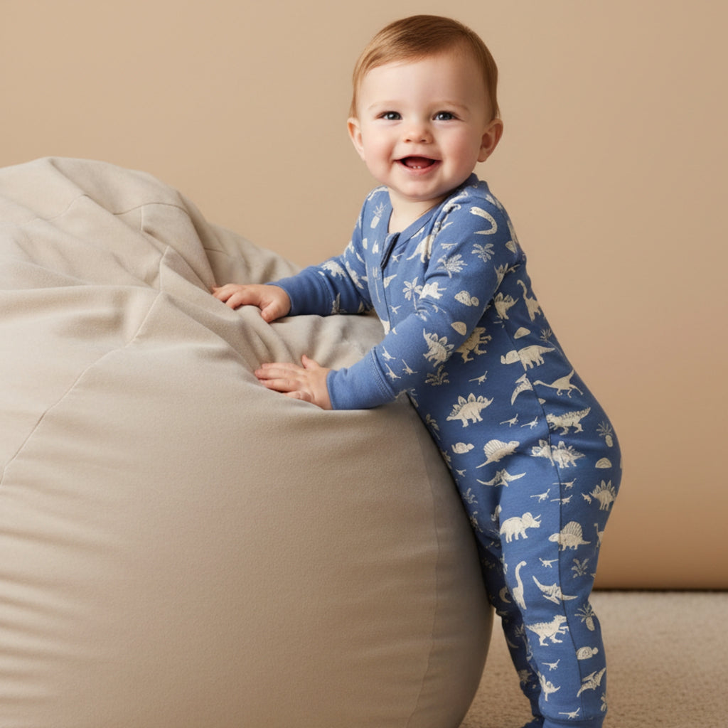 Organic 2-Way Zip Romper (Dino)
