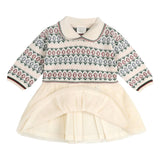 Dahlia Floral Jacquard Knit Baby Tutu Dress (Ecru)