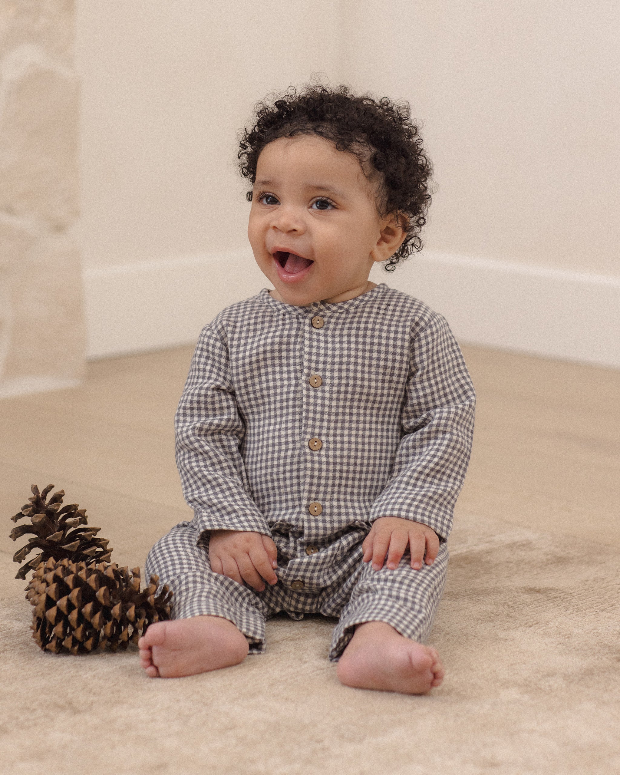 Pocketed Woven Jumpsuit (Midnight Gingham)