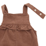 Yoke Ruffle Overall (Solid Beaver Fur)