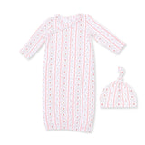 Kimono Gown and Knotted Hat (Marnie Rosebud Stripe)