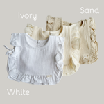 Muslin Cotton Ruffle Baby Bib (Sand)