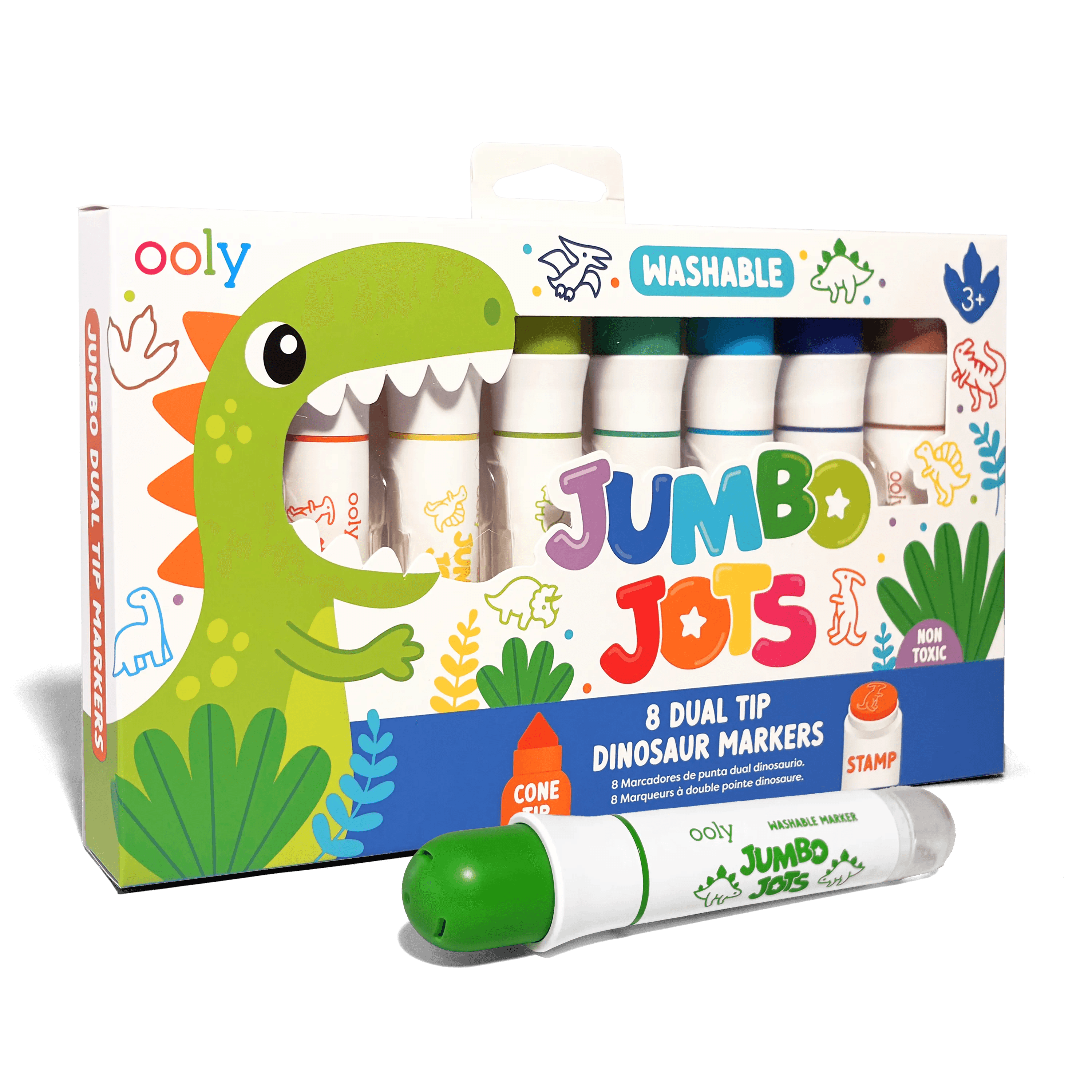 Jumbo Jots Dual Tip Dinosaur Stamp Markers (Set of 8)