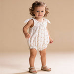 Organic Tie Shoulder Bubble Romper (Spring Weave)