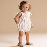 Organic Tie Shoulder Bubble Romper (Spring Weave)