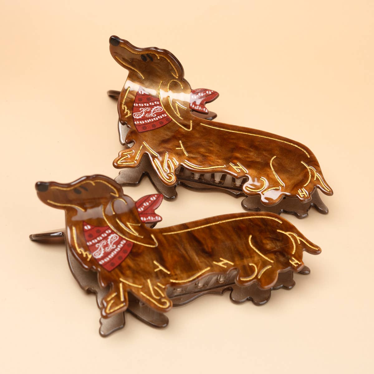 Bandana Dachshund Hair Claw (Brown)