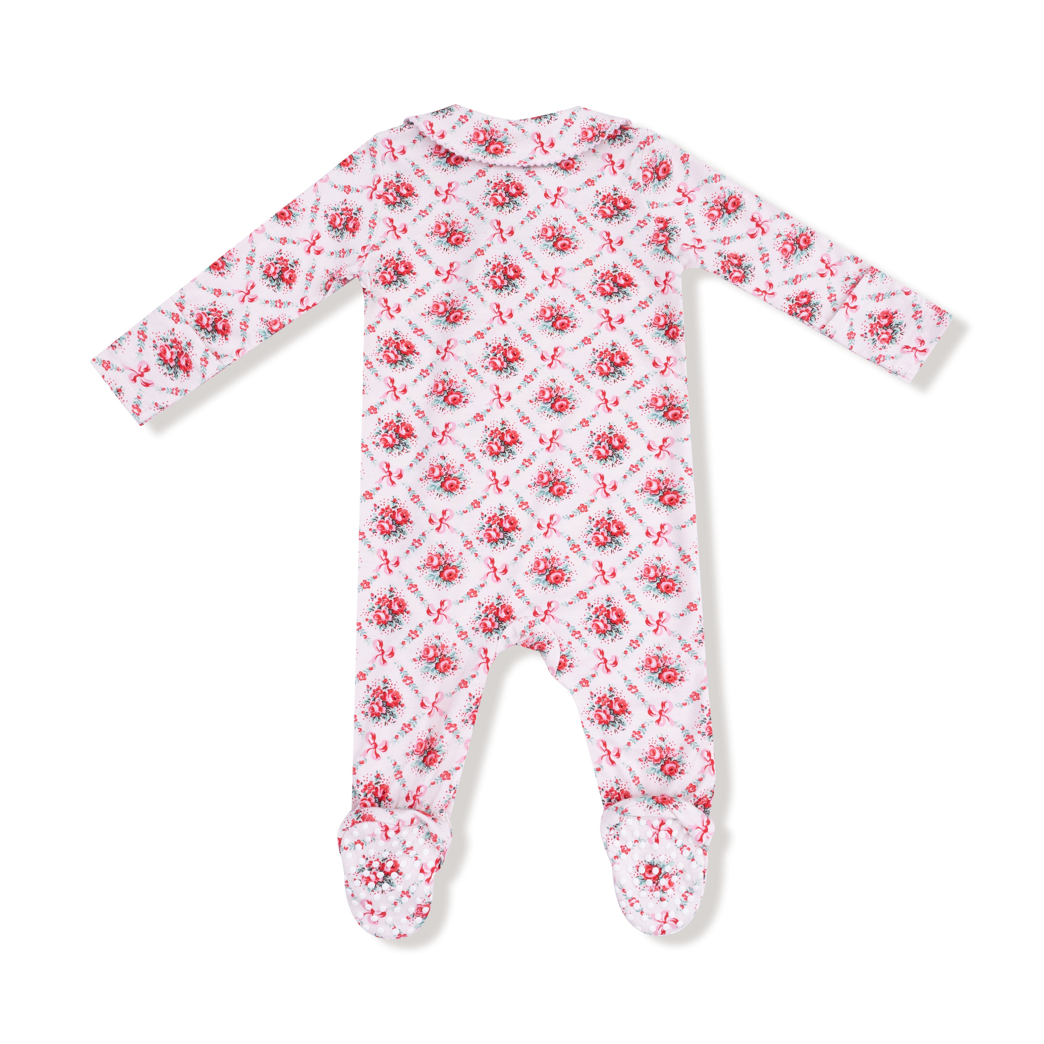 Peter Pan Two Way Zipper Footie (Rose Bow Lattice)