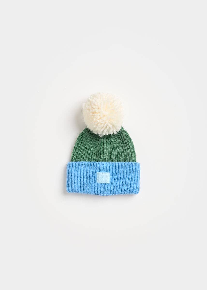 Infant Two-Tone Beanie (Green & Blue)