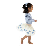 Blue Bow Tutu Skirt (Romi Floral)