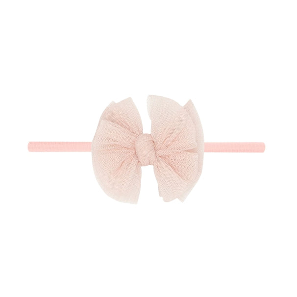 Tulle Bow Headband (Rose Quartz)