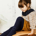 Capucine Ribbed Tights with Velvet Bows (Nuit Etoilée)