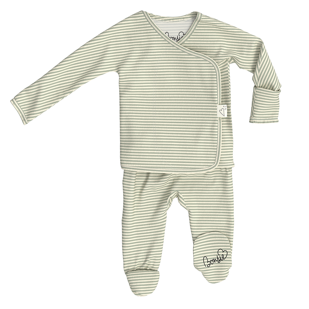 Footie & Wrap Top Baby Set (Mint Twist)