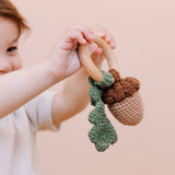 Teether Crochet Rattle (Acorn)