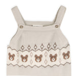 Bear Fair Isle Knit Baby Overall Set (Stone)