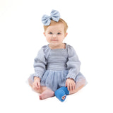 Long Sleeve Smocked Bubble with Tutu (Soft Chambray)