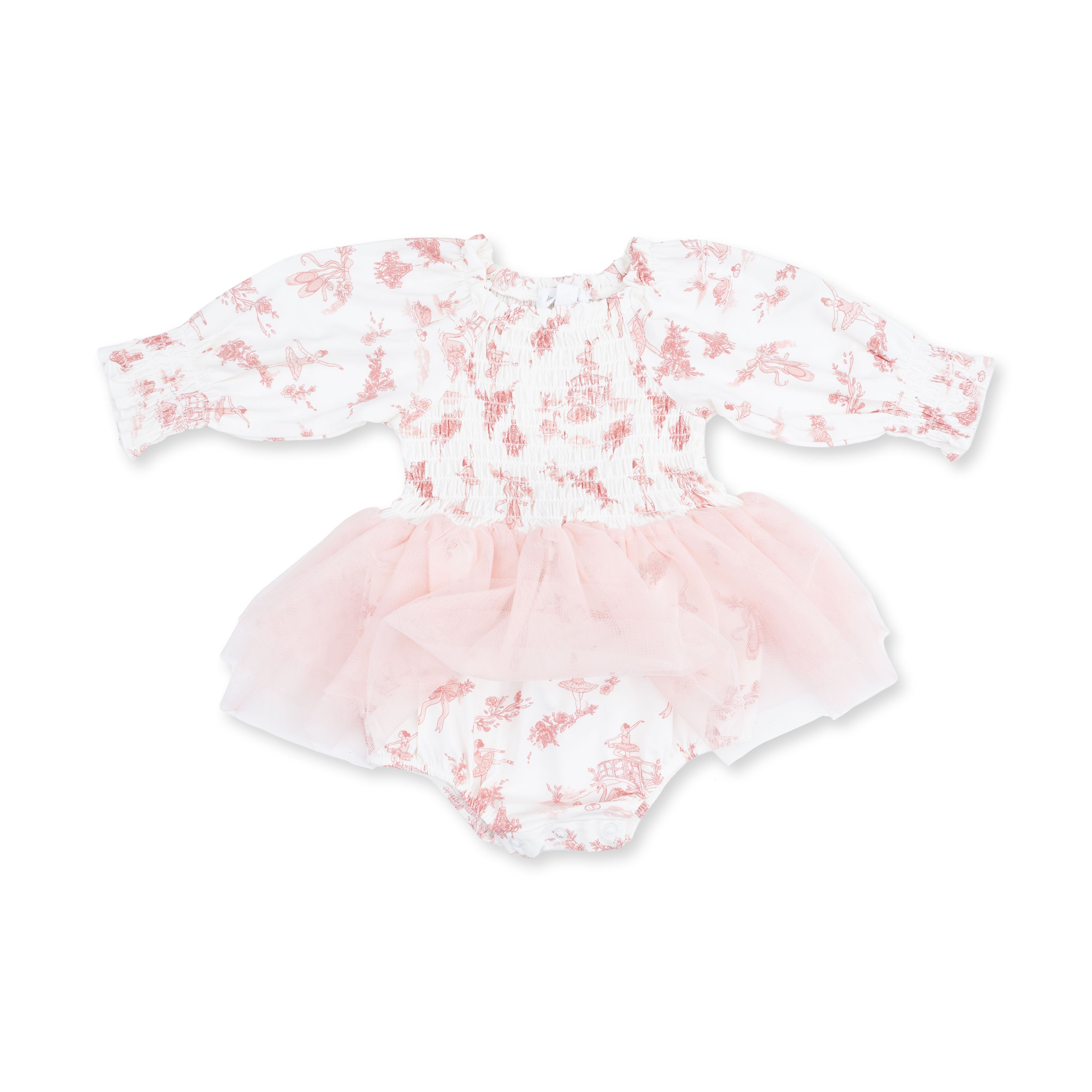 Long Sleeve Smocked Bubble with Tutu (Ballet Toile)