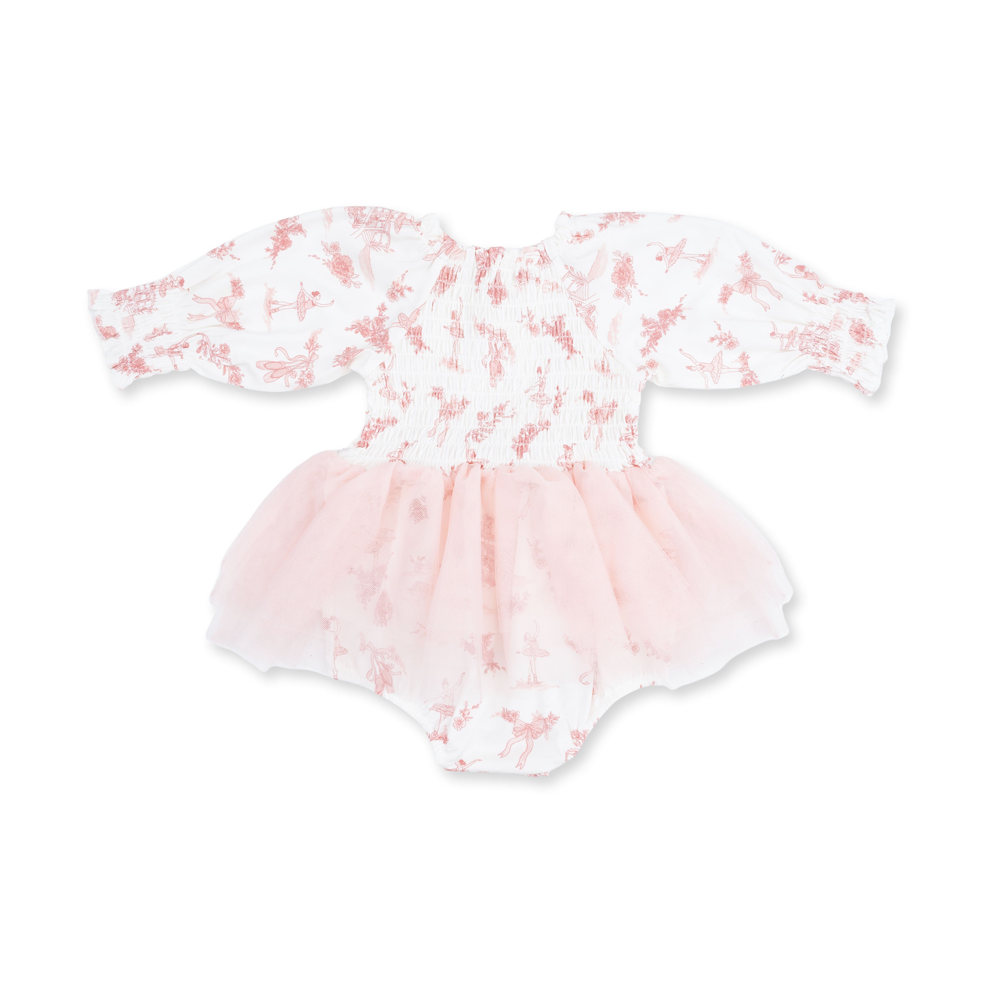 Long Sleeve Smocked Bubble with Tutu (Ballet Toile)