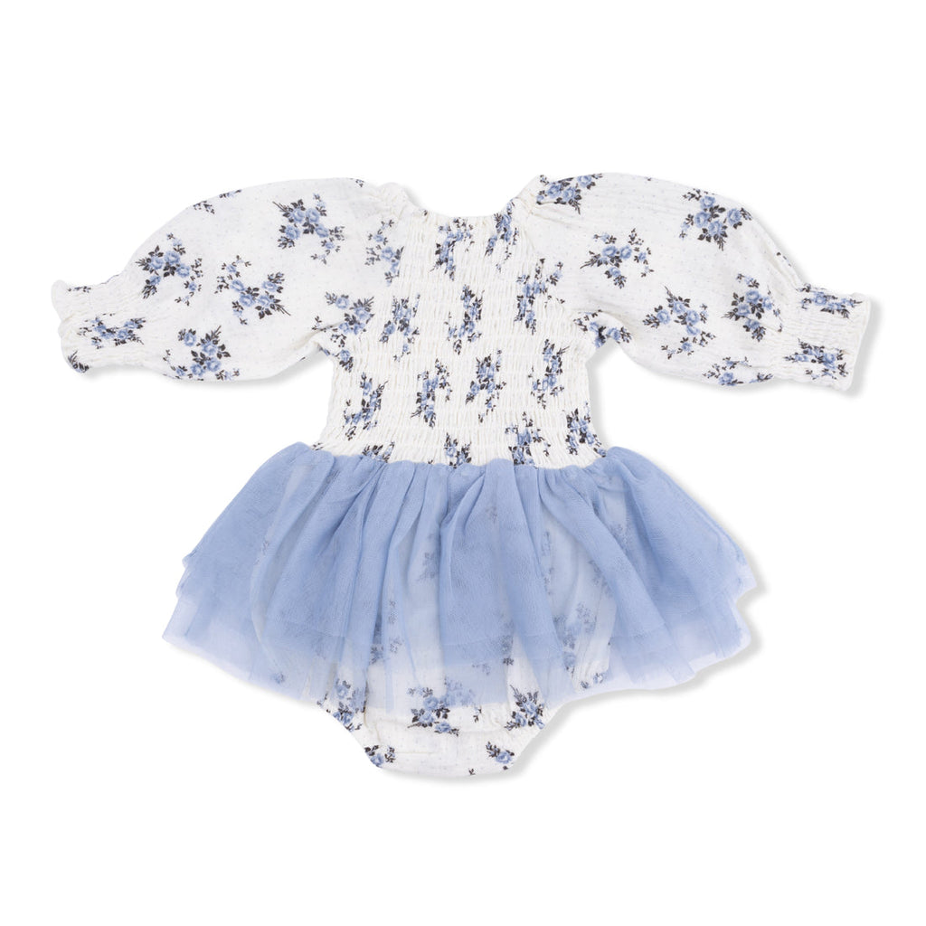 Long Sleeve Smocked Bubble with Tutu (Belle Rosette Dot)