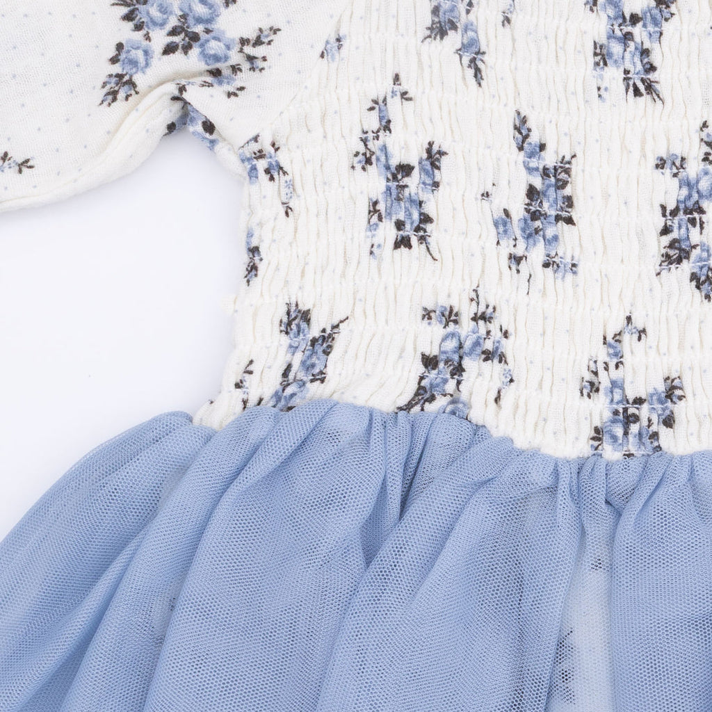 Long Sleeve Smocked Bubble with Tutu (Belle Rosette Dot)
