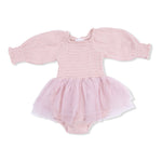 Long Sleeve Smocked Bubble with Tutu (Solid Muslin Lotus)