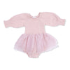 Long Sleeve Smocked Bubble with Tutu (Solid Muslin Lotus)