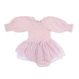 Long Sleeve Smocked Bubble with Tutu (Solid Muslin Lotus)