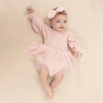 Long Sleeve Smocked Bubble with Tutu (Solid Muslin Lotus)