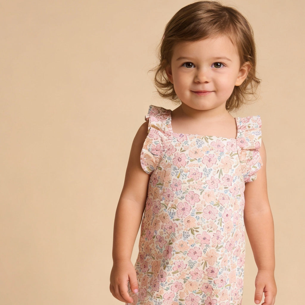 Organic Flutter Romper (Peony)
