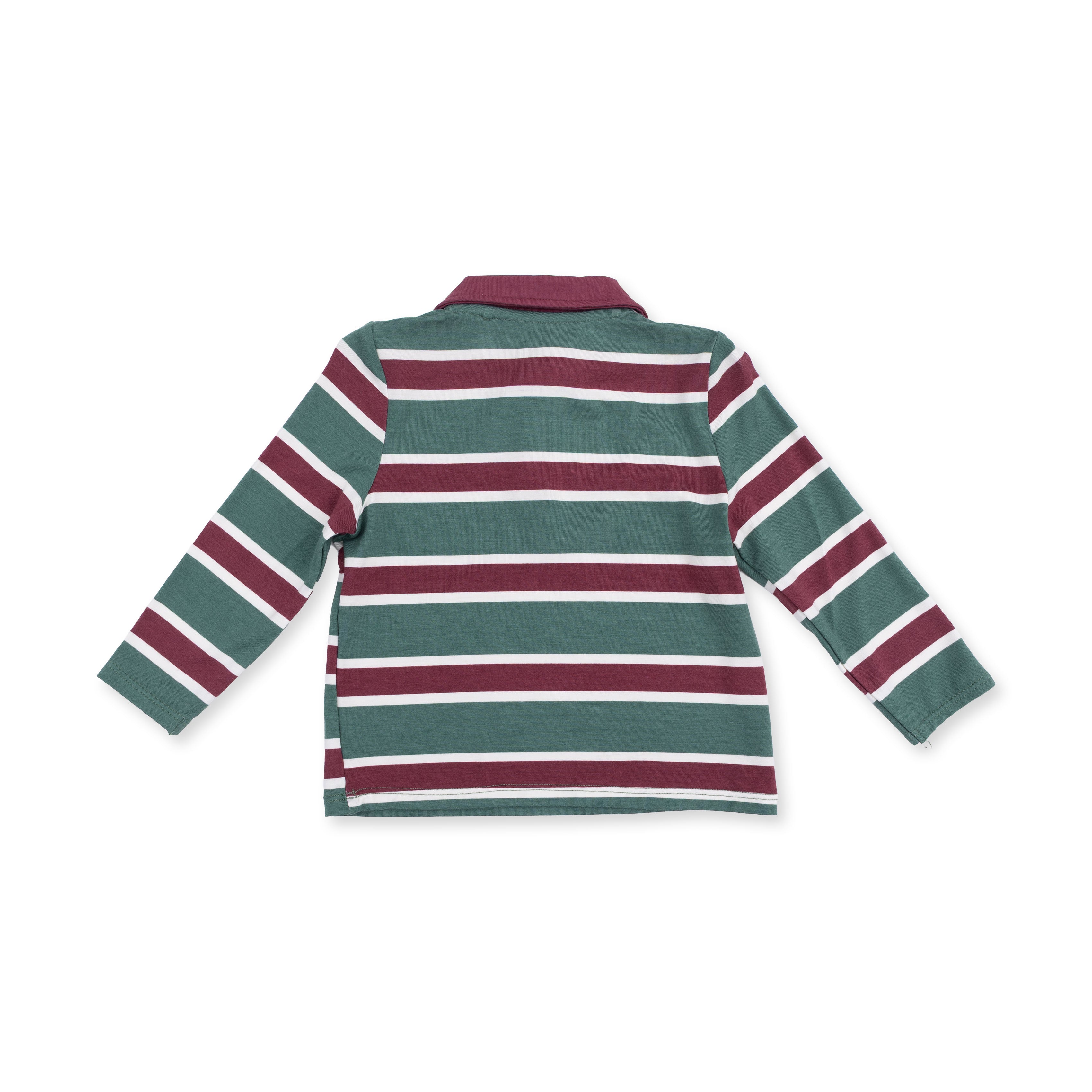 Polo Long Sleeve Shirt and Jogger Set (Rugby Stripe Green)