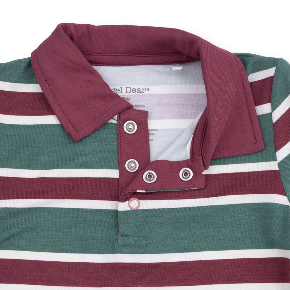 Polo Long Sleeve Shirt and Jogger Set (Rugby Stripe Green)