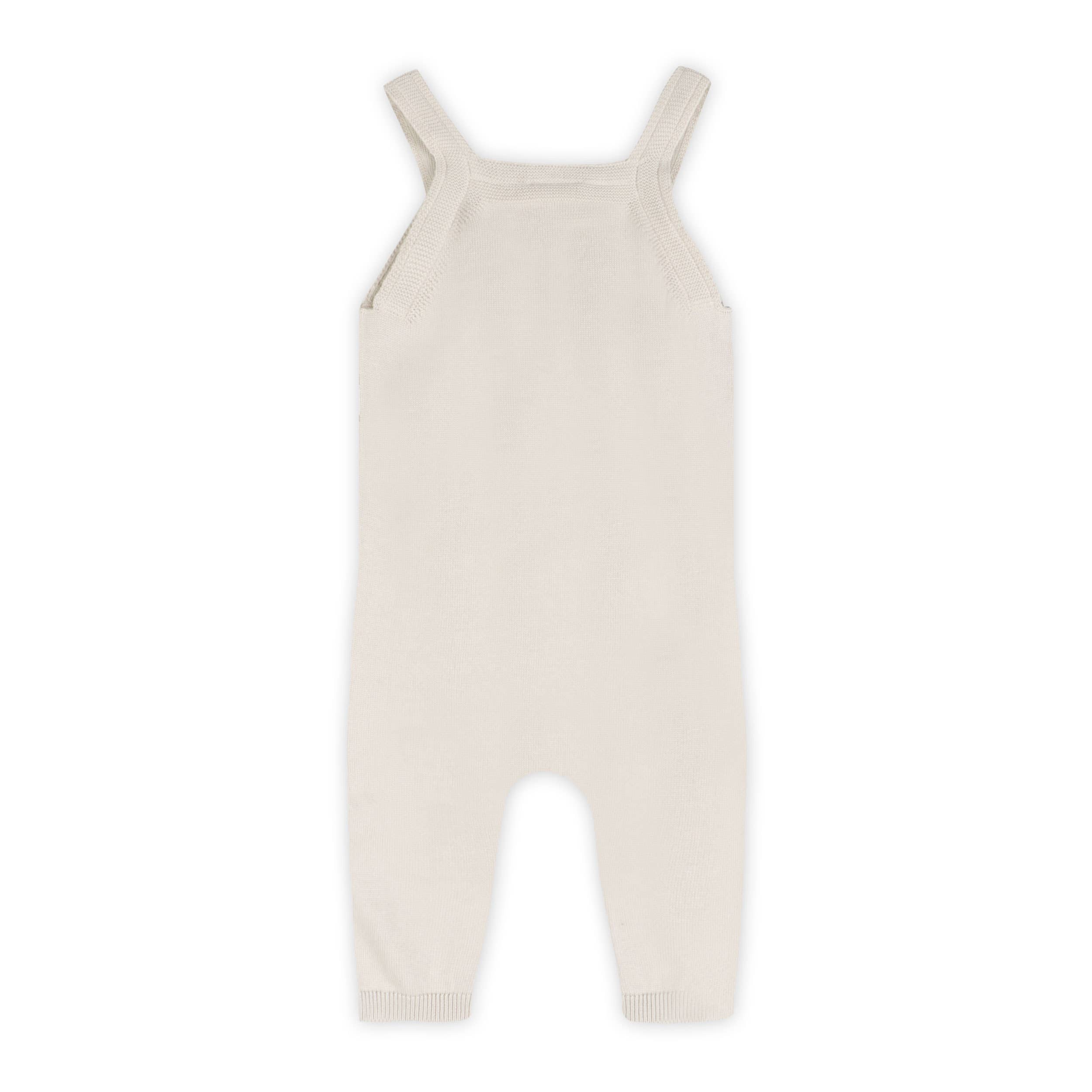 Bear Fair Isle Knit Baby Overall Set (Stone)