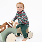 Polo Long Sleeve Shirt and Jogger Set (Rugby Stripe Green)