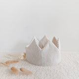 Striped Linen Birthday Crown (Beige)