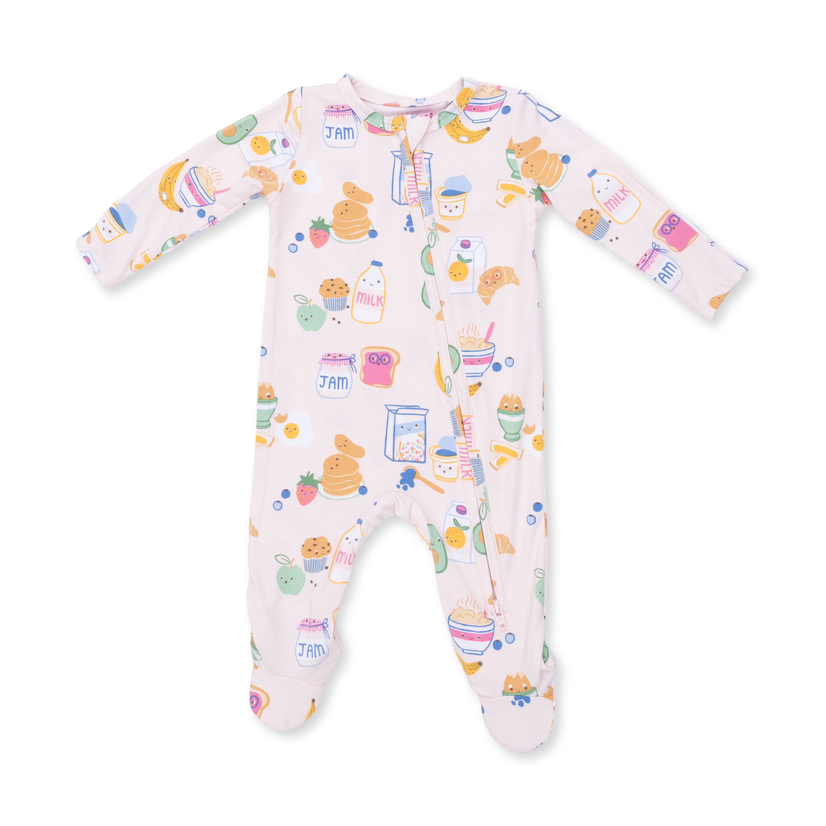 2 Way Zipper Footie (Breakfast Club Pink)