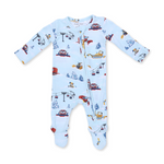 2 Way Zipper Footie (Snow Cats)