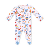 2 Way Zipper Footie (Vintage Ski Patches)