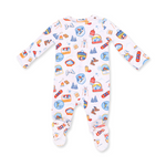 2 Way Zipper Footie (Vintage Ski Patches)