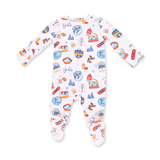 2 Way Zipper Footie (Vintage Ski Patches)
