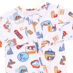 2 Way Zipper Footie (Vintage Ski Patches)