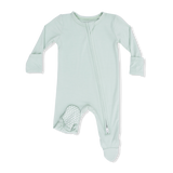 2 Way Zipper Footie (Solid Cameo Green)