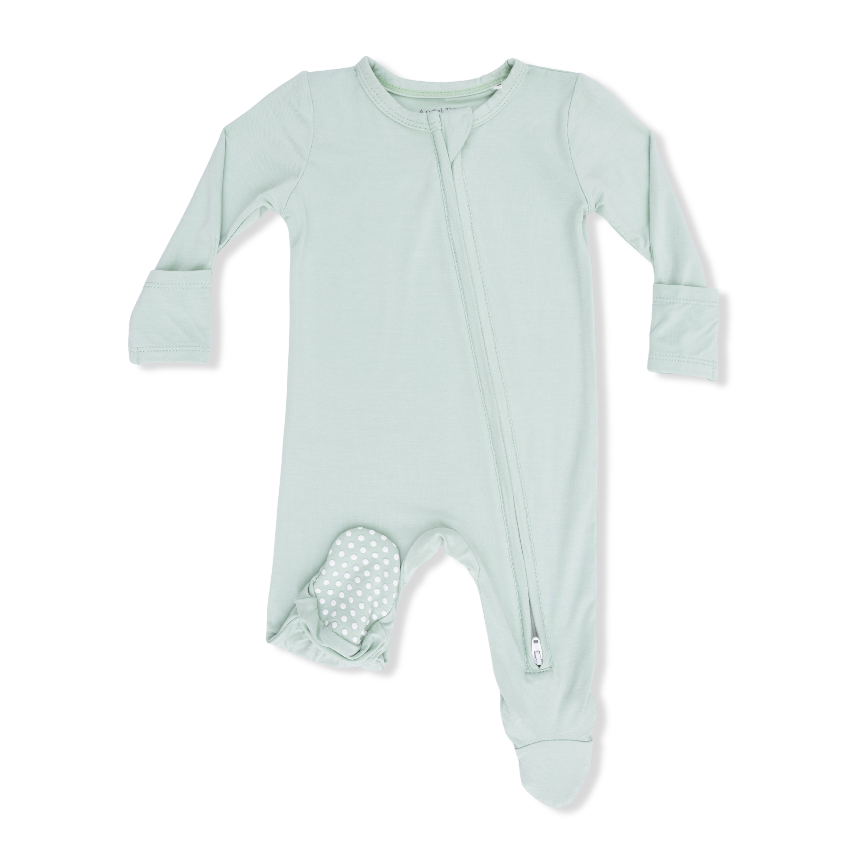 2 Way Zipper Footie (Solid Cameo Green)